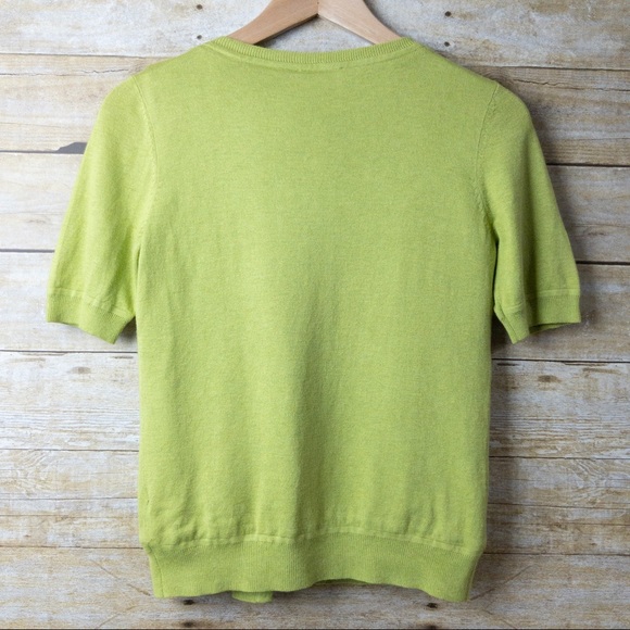 Talbots Petites Cardigan Silk Lined Green - Picture 2 of 5